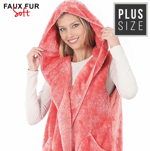 Soft Teddy Vest with a hoodie - Picture 2 of 3